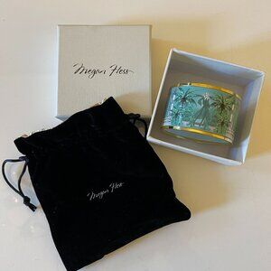 Authentic Megan Hess Enamel Bracelet Bangle 18k Gold Plated